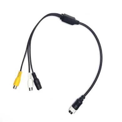 Adaptor reductie 4-PIN mamă / 2x RCA mamă + alimentare mamă