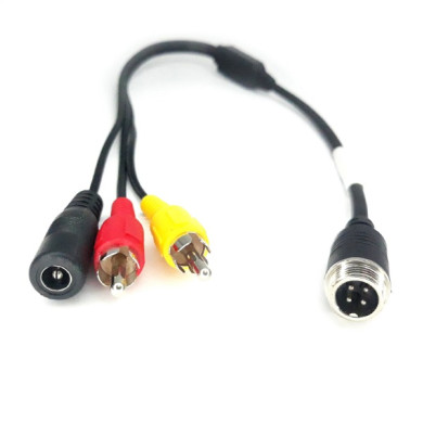 Adaptor reductie 4-PIN tată / 2x RCA tată + DC mamă sursă de alimentare
