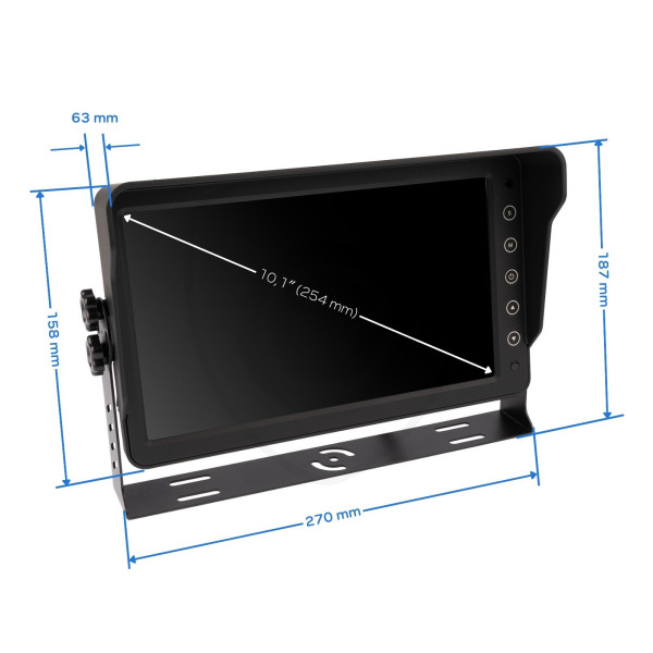 Monitor AHD de 10,1 inci pentru 6 camere - dimensiuni