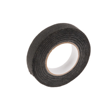 Bandă textilă neagră pentru instalații electrice și cabluri – 15 mm × 10 m