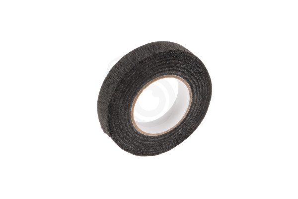 Bandă textilă neagră pentru instalații electrice și cabluri – 15 mm × 10 m