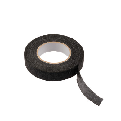 Bandă textilă neagră pentru instalații electrice și cabluri – 15 mm × 10 m