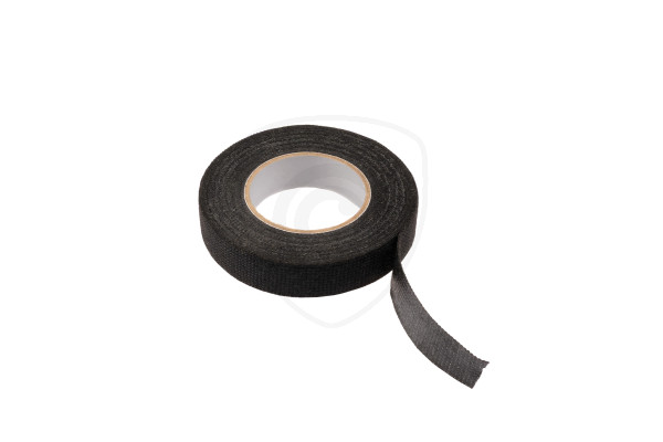 Bandă textilă neagră pentru instalații electrice și cabluri – 15 mm × 10 m