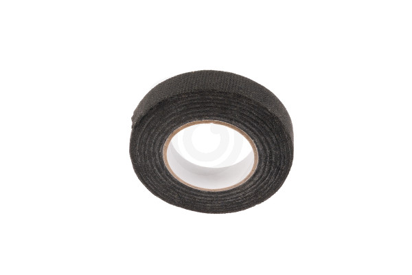 Bandă textilă neagră pentru instalații electrice și cabluri – 15 mm × 10 m